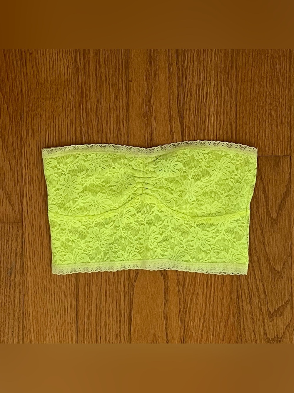 Neon yellow-green lace bralette